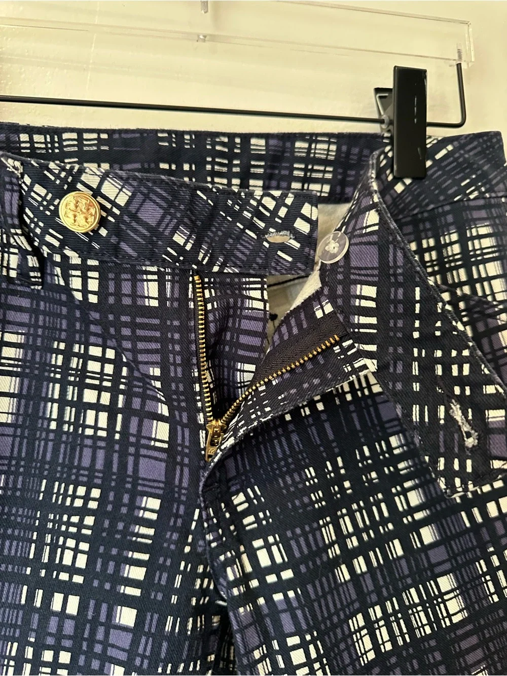 Tory Burch Women’s Low Rise Skinny Blue Leg Pant